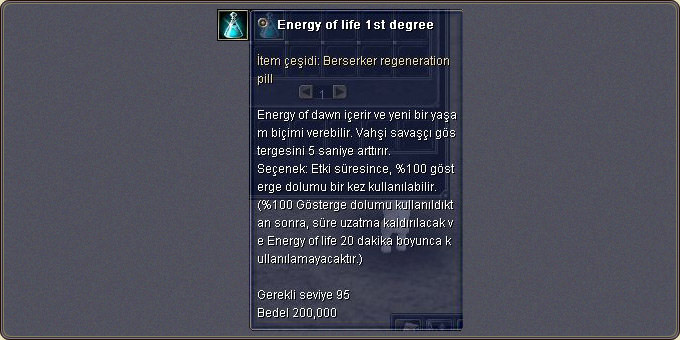 Poción de Energy: carga la barra de berserk automáticamente y suma segundos extra de duración.
