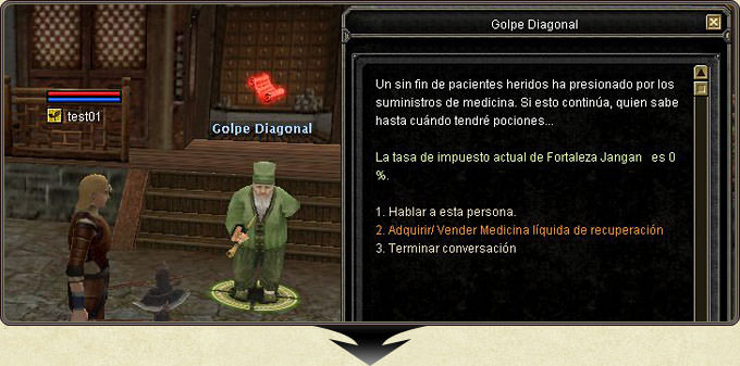 Clic en el NPC para abrir la ventana de comercio.
