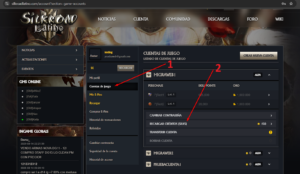 Opción Recargar Créditos (Silks) dentro de Cuentas de juego.