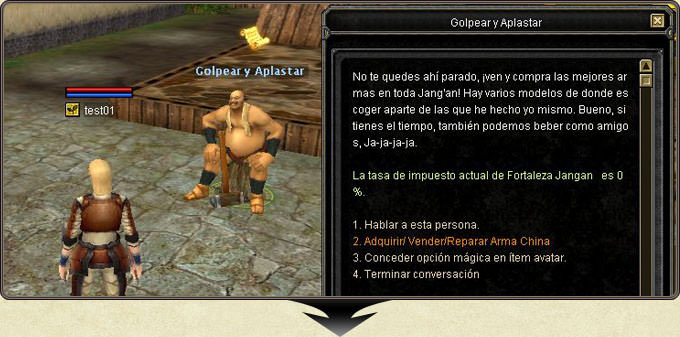 Clic en el NPC para abrir la ventana de reparación.