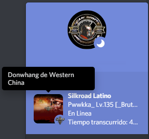 Ejemplo del estado de Discord mostrando el personaje de Silkroad Latino.