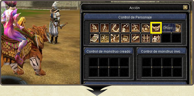Enviás la invitación a la party desde el ícono de grupo en el menú de acciones.