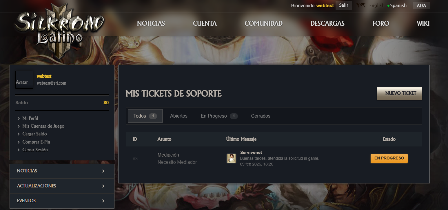 La respuesta del GM te aparece como notificación en el Buzón de Mensajes de la web.