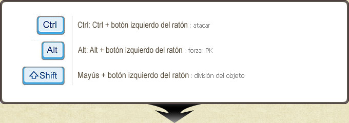 Teclas que se combinan con el ratón (fijas).