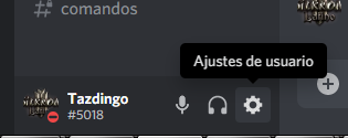 Acceso a los Ajustes de usuario en Discord.