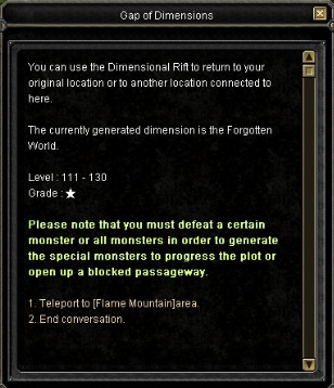Ventana de teleport: elegí Teleport to [Flame Mountain] area.