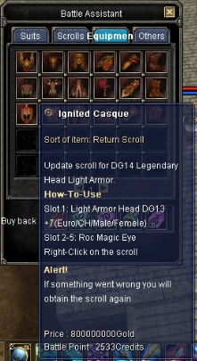 Tooltip del scroll con el costo en Gold y Battle Points.